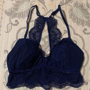 Gilly Hicks All Over Lace Royal Blue Adjustable Straps Bralette Women's Size S